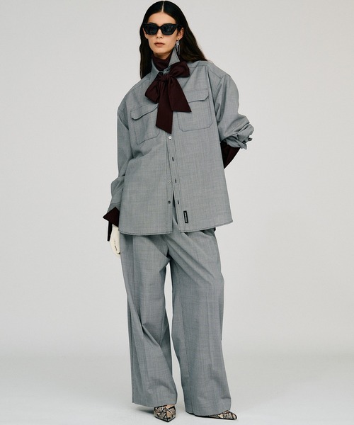 PRANK PROJECT(プランクプロジェクト)の「【2026Autumn Pre-Order】ハイネックパワショルシャツ / High-Neck Power Shoulder Shirt(シャツ/ブラウス・レディース・ブラック/ボルドー/ホワイト・FREE)」の12枚目の写真