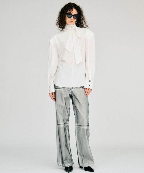 PRANK PROJECT(プランクプロジェクト)の「【2026Autumn Pre-Order】ハイネックパワショルシャツ / High-Neck Power Shoulder Shirt(シャツ/ブラウス・レディース・ブラック/ボルドー/ホワイト・FREE)」の18枚目の写真
