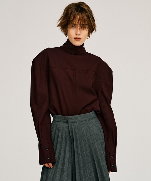 PRANK PROJECT(プランクプロジェクト)の「【2026Autumn Pre-Order】ハイネックパワショルシャツ / High-Neck Power Shoulder Shirt(シャツ/ブラウス・レディース・ブラック/ボルドー/ホワイト・FREE)」の22枚目の写真
