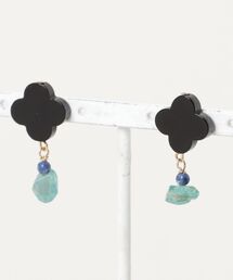 september/クローバーオニキス+グリーンクオーツpierce