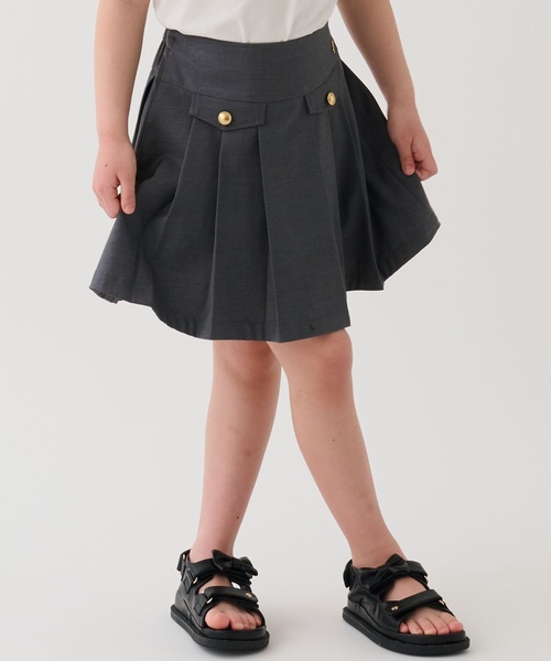 【新品】ケイトスペード ガールズ 起毛ダブルフェイススカート プリーツ 秋冬 フラップつきプリーツスカート（スカート）｜kate spade new york kids