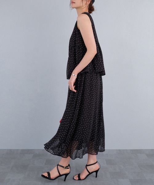 murea（ミュレア）の「ドット柄シアーノースリーブセットアップ風ワンピース（ワンピース・レディース・ブラック/アイボリー・FREE）」の11枚目の写真