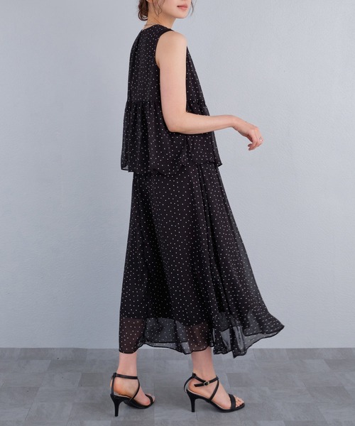 murea（ミュレア）の「ドット柄シアーノースリーブセットアップ風ワンピース（ワンピース・レディース・ブラック/アイボリー・FREE）」の12枚目の写真