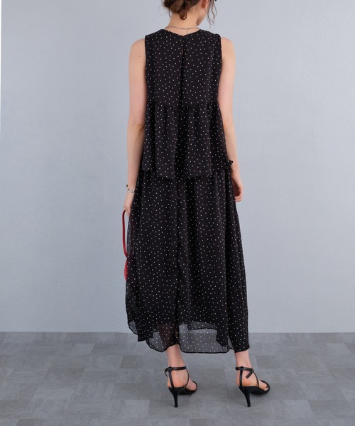murea（ミュレア）の「ドット柄シアーノースリーブセットアップ風ワンピース（ワンピース・レディース・ブラック/アイボリー・FREE）」の13枚目の写真