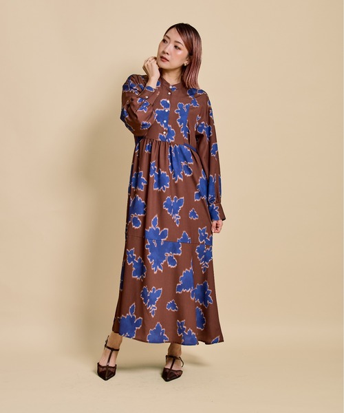 LHELBIE(レルビエ)の「ブラーリーパターンワンピース(ワンピース・レディース・ライトベージュ/ブラウン/ブラック・M)」の16枚目の写真