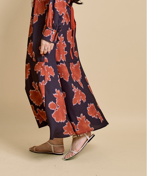 LHELBIE(レルビエ)の「ブラーリーパターンワンピース(ワンピース・レディース・ライトベージュ/ブラウン/ブラック・M)」の15枚目の写真