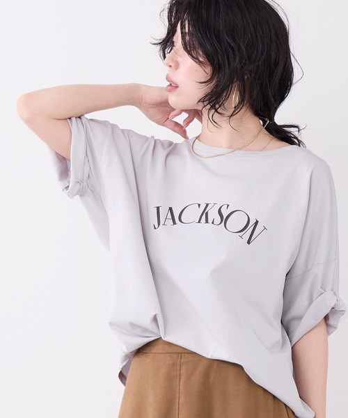 MICA&DEAL（マイカ＆ディール）の「"JACKSON"ロゴプリントハーフスリーブTシャツ（Tシャツ/カットソー・レディース・チャコールグレー/ブラウン/ライトグレー・FREE）」の12枚目の写真