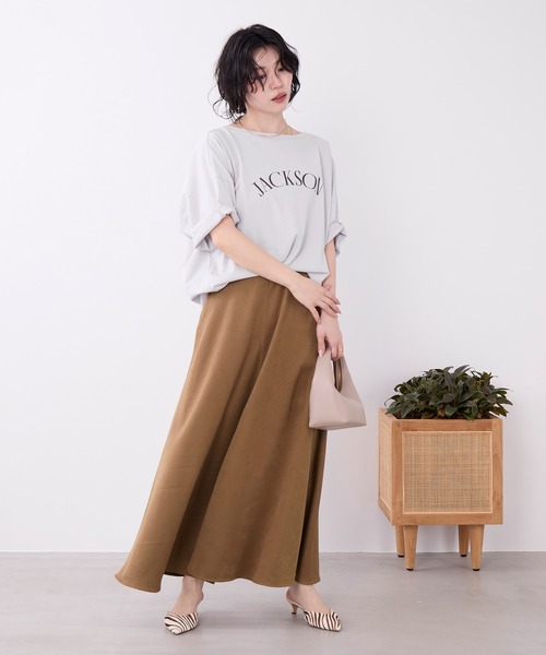 MICA&DEAL（マイカ＆ディール）の「"JACKSON"ロゴプリントハーフスリーブTシャツ（Tシャツ/カットソー・レディース・チャコールグレー/ブラウン/ライトグレー・FREE）」の15枚目の写真