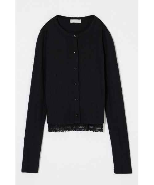 MOUSSY（マウジー）の「【26年AW新作】【WEB限定】LACY キャミソール & カーディガン（アンサンブル・レディース・ブラック/ネイビー/杢グレー/ライトイエロー・FREE）」の2枚目の写真