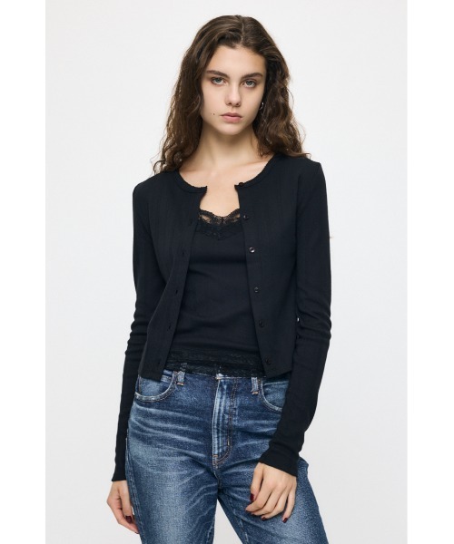MOUSSY（マウジー）の「【26年AW新作】【WEB限定】LACY キャミソール & カーディガン（アンサンブル・レディース・ブラック/ネイビー/杢グレー/ライトイエロー・FREE）」の5枚目の写真