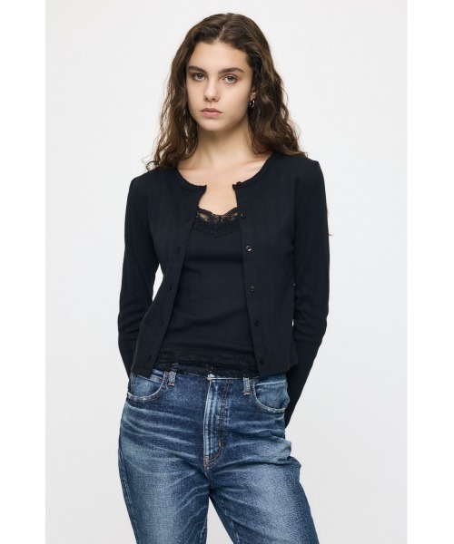 MOUSSY（マウジー）の「【26年AW新作】【WEB限定】LACY キャミソール & カーディガン（アンサンブル・レディース・ブラック/ネイビー/杢グレー/ライトイエロー・FREE）」の9枚目の写真