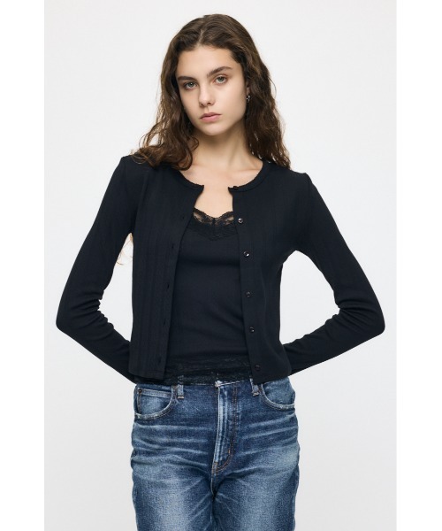 MOUSSY（マウジー）の「【26年AW新作】【WEB限定】LACY キャミソール & カーディガン（アンサンブル・レディース・ブラック/ネイビー/杢グレー/ライトイエロー・FREE）」の10枚目の写真