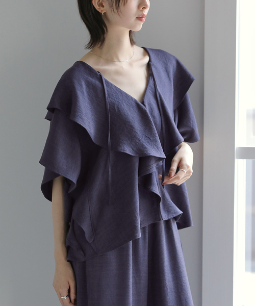 La TOTALITE(ラトータリテ)の「【洗える】ラッフルカラーブラウス(シャツ/ブラウス・レディース・ブラック/チャコールグレー・FREE)」の18枚目の写真