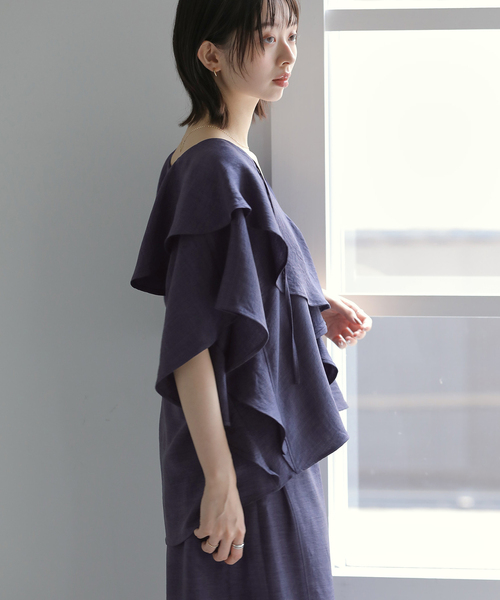 La TOTALITE(ラトータリテ)の「【洗える】ラッフルカラーブラウス(シャツ/ブラウス・レディース・ブラック/チャコールグレー・FREE)」の19枚目の写真