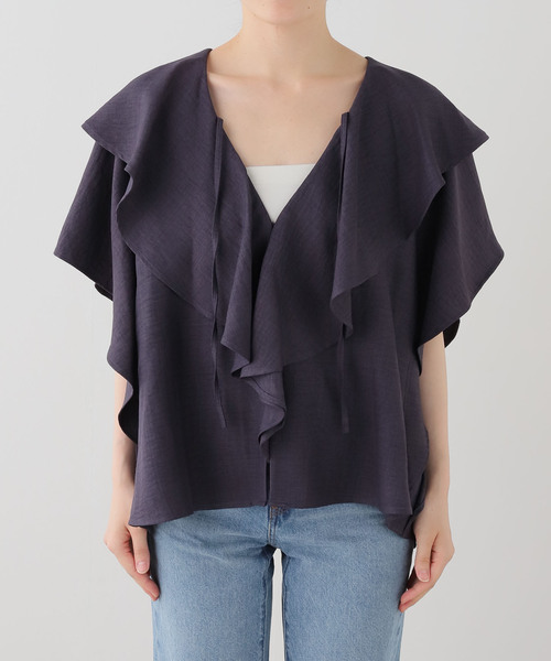 La TOTALITE(ラトータリテ)の「【洗える】ラッフルカラーブラウス(シャツ/ブラウス・レディース・ブラック/チャコールグレー・FREE)」の13枚目の写真