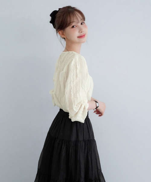 by muni:r(バイ ムニール)の「シアーパールティアードロングスカート/2026 AW COLLECTION(スカート・レディース・ホワイト/グレイッシュベージュ/ブラック・FREE)」の7枚目の写真