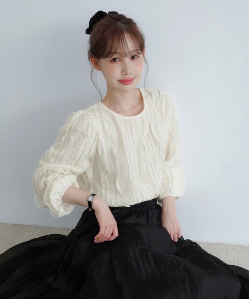 by muni:r(バイ ムニール)の「シアーパールティアードロングスカート/2026 AW COLLECTION(スカート・レディース・ホワイト/グレイッシュベージュ/ブラック・FREE)」の16枚目の写真