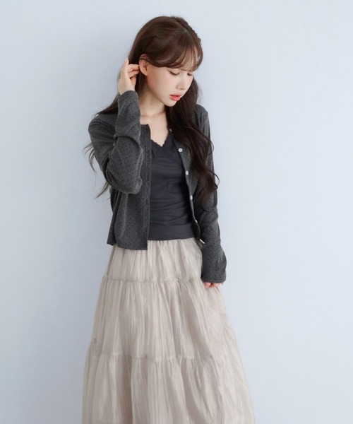 by muni:r(バイ ムニール)の「シアーパールティアードロングスカート/2026 AW COLLECTION(スカート・レディース・ホワイト/グレイッシュベージュ/ブラック・FREE)」の22枚目の写真