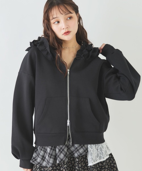 archives(アルシーヴ)の「【着映えフリルで差がつく】フリルフードパーカー / ダブルジップ スウェット(Tシャツ/カットソー・レディース・アイボリー/グレー/ブラック・MEDIUM)」の17枚目の写真