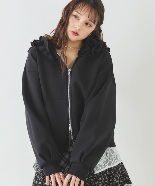 archives(アルシーヴ)の「【着映えフリルで差がつく】フリルフードパーカー / ダブルジップ スウェット(Tシャツ/カットソー・レディース・アイボリー/グレー/ブラック・MEDIUM)」の18枚目の写真
