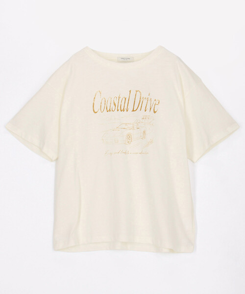 FREAK'S STORE(フリークスストア)の「Coastal Drive ロゴTシャツ(Tシャツ/カットソー・レディース・オフホワイト/ブラウン/レッド・フリ-)」の2枚目の写真