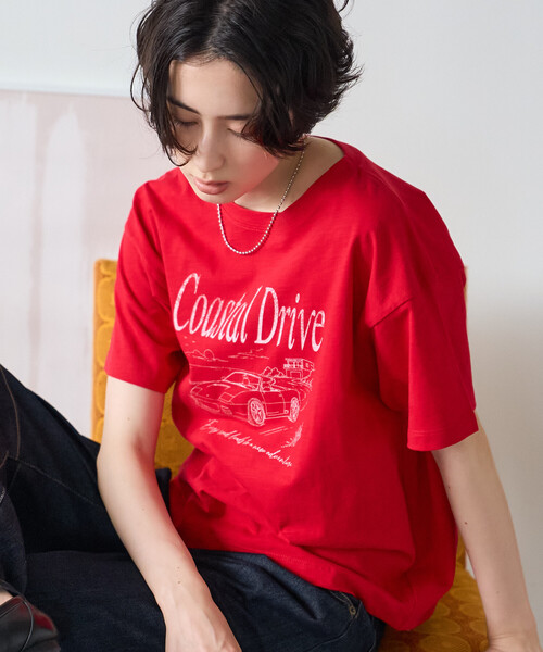 FREAK'S STORE(フリークスストア)の「Coastal Drive ロゴTシャツ(Tシャツ/カットソー・レディース・オフホワイト/ブラウン/レッド・フリ-)」の5枚目の写真