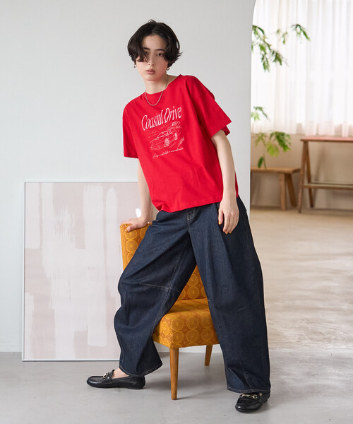 FREAK'S STORE(フリークスストア)の「Coastal Drive ロゴTシャツ(Tシャツ/カットソー・レディース・オフホワイト/ブラウン/レッド・フリ-)」の8枚目の写真