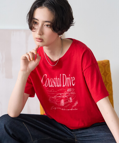 FREAK'S STORE(フリークスストア)の「Coastal Drive ロゴTシャツ(Tシャツ/カットソー・レディース・オフホワイト/ブラウン/レッド・フリ-)」の16枚目の写真