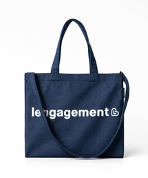 LENGAGEMENT（ランガージュマン）の「ストーリー ロゴ ツーウェイ デニム エコバッグ [ブルー]（エコバッグ/サブバッグ）」