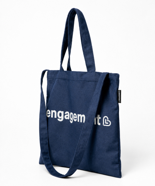 LENGAGEMENT（ランガージュマン）の「ストーリー ロゴ ツーウェイ デニム エコバッグ [ブルー]（エコバッグ/サブバッグ・レディース・その他・FREE）」の4枚目の写真
