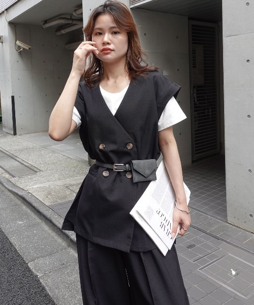 CORNERS(コーナーズ)の「リネンライクベストセットアップ(ワンピース・レディース・ブラック/ブラウン/アイボリー・M)」の13枚目の写真