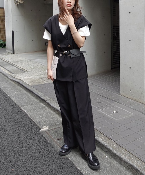 CORNERS(コーナーズ)の「リネンライクベストセットアップ(ワンピース・レディース・ブラック/ブラウン/アイボリー・M)」の15枚目の写真