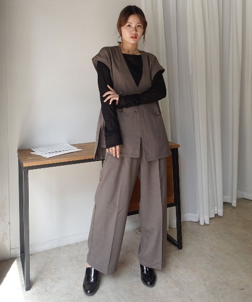 CORNERS(コーナーズ)の「リネンライクベストセットアップ(ワンピース・レディース・ブラック/ブラウン/アイボリー・M)」の17枚目の写真
