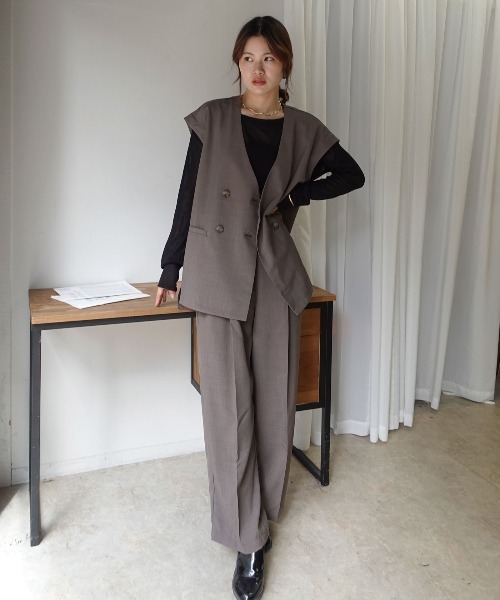 CORNERS(コーナーズ)の「リネンライクベストセットアップ(ワンピース・レディース・ブラック/ブラウン/アイボリー・M)」の18枚目の写真
