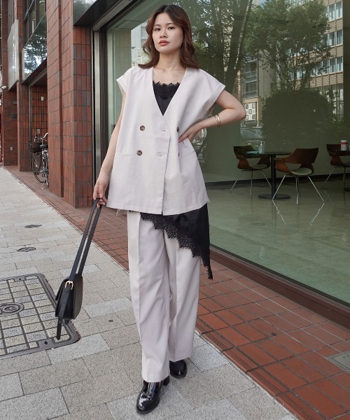 CORNERS(コーナーズ)の「リネンライクベストセットアップ(ワンピース・レディース・ブラック/ブラウン/アイボリー・M)」の11枚目の写真