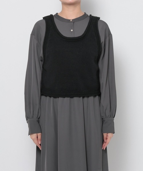 mysty woman(ミスティウーマン)の「【WEB限定/セットアイテム】ニットベストセットワンピース 1086732(ワンピース・レディース・ブラック/ベージュ・FREE)」の18枚目の写真