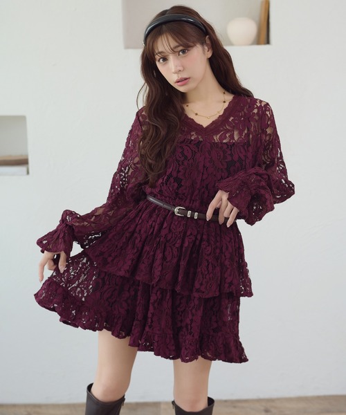 Ambre Neige(アンブルネージュ)の「lace plum Tunic / レースペプラムチュニック(シャツ/ブラウス・レディース・ブラック/オフホワイト/ボルドー/アイボリー・FREE)」の4枚目の写真
