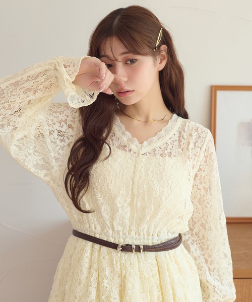 Ambre Neige(アンブルネージュ)の「lace plum Tunic / レースペプラムチュニック(シャツ/ブラウス・レディース・ブラック/オフホワイト/ボルドー/アイボリー・FREE)」の18枚目の写真