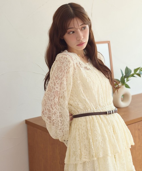 Ambre Neige(アンブルネージュ)の「lace plum Tunic / レースペプラムチュニック(シャツ/ブラウス・レディース・ブラック/オフホワイト/ボルドー/アイボリー・FREE)」の19枚目の写真