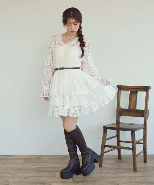 Ambre Neige(アンブルネージュ)の「lace plum Tunic / レースペプラムチュニック(シャツ/ブラウス・レディース・ブラック/オフホワイト/ボルドー/アイボリー・FREE)」の15枚目の写真