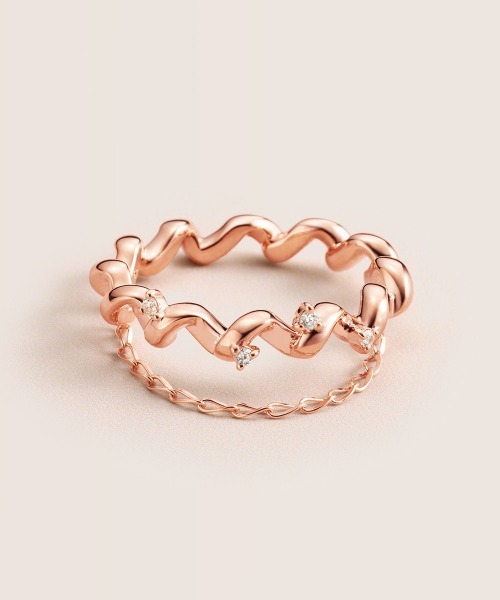 CANAL 4℃(カナルヨンドシー)の「【AUTUMN COLLECTION】シルバー チェーン付き ピンキーリング(リング・レディース・ピンクゴールド・#1/#5/#3)」の1枚目の写真