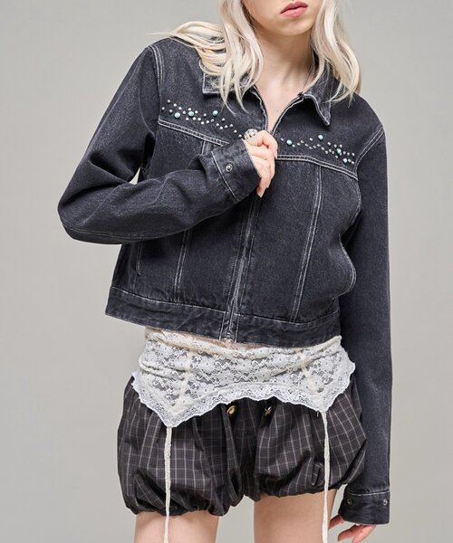 WHO'S WHO gallery(フーズフーギャラリー)の「【26AW LOOK掲載品番】ビジュファーデニムジャケット(ブルゾン・レディース・ブルー/ブラウン/ブラック・FREE)」の9枚目の写真