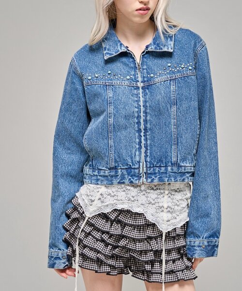 WHO'S WHO gallery(フーズフーギャラリー)の「【26AW LOOK掲載品番】ビジュファーデニムジャケット(ブルゾン・レディース・ブルー/ブラウン/ブラック・FREE)」の14枚目の写真