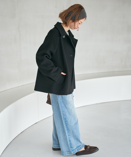 Spick & Span(スピックアンドスパン)の「《WEB限定カラー有り / 追加》S160スタンドカラーショートコート(その他アウター・レディース・ベージュ/ブラウン/ブラック/モカ・38/34/36)」の12枚目の写真