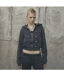 Napoleonic Loop Hood Zip-Up (CHARCOAL)