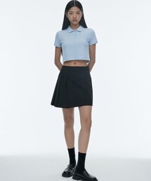 レディースハーフプリーツミニスカート[ブラック]