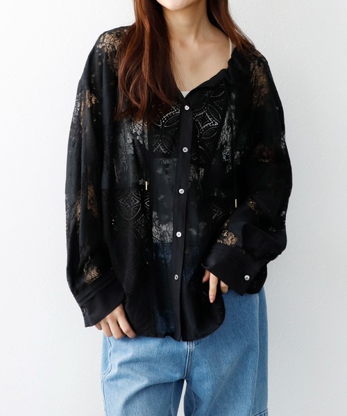 Jines(ジネス)の「レース切替ブラウス(シャツ/ブラウス・レディース・ホワイト/ブラック・38)」の11枚目の写真