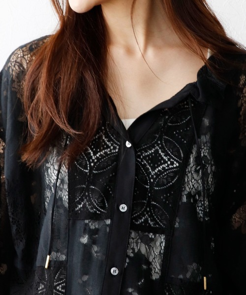 Jines(ジネス)の「レース切替ブラウス(シャツ/ブラウス・レディース・ホワイト/ブラック・38)」の13枚目の写真