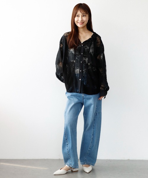 Jines(ジネス)の「レース切替ブラウス(シャツ/ブラウス・レディース・ホワイト/ブラック・38)」の14枚目の写真
