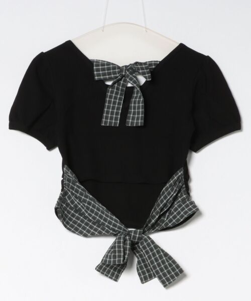 EMODA（エモダ）の「BACK RIBBON WAFFLE T/S（Tシャツ/カットソー・レディース・ブラック・FREE）」の2枚目の写真